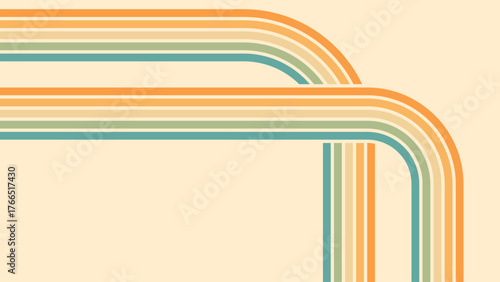 Abstract background of rainbow groovy Wavy Line design in 1970s Hippie Retro style. Vector pattern ready to use for cloth, textile, wrap and other.