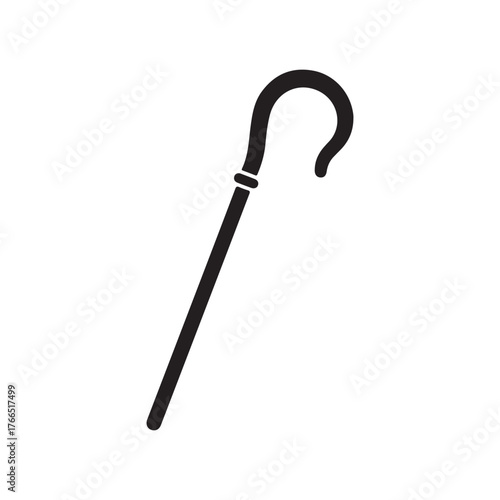 Shepherd crook stick silhouette vector on white background