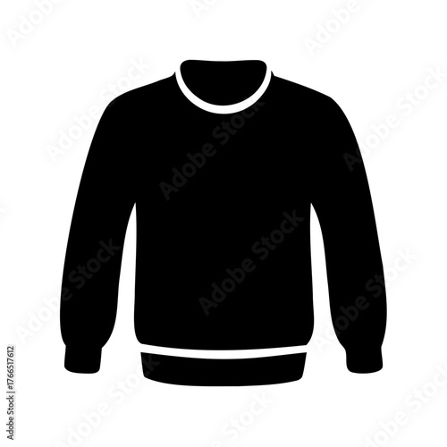 Black silhouette of a casual sweatshirt or sweater with ribbed edges