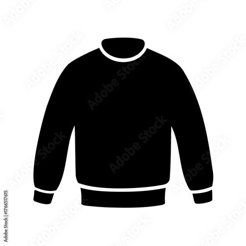 Illustration of a black longsleeved crew neck sweater on a white background