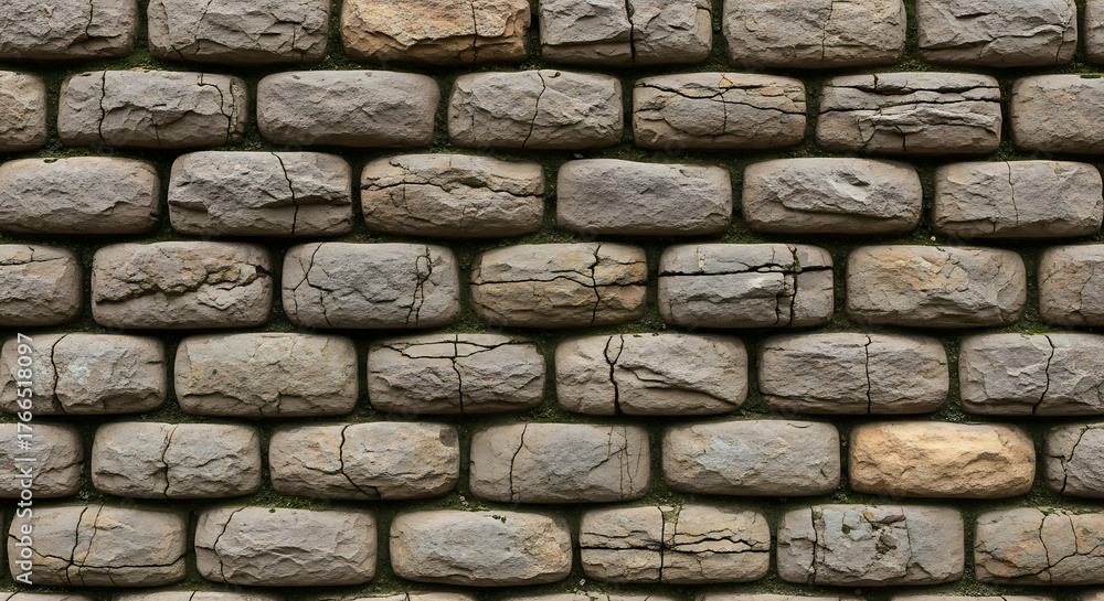 Obraz premium Rustic Stone Wall Seamless Texture - Natural Eco Pattern