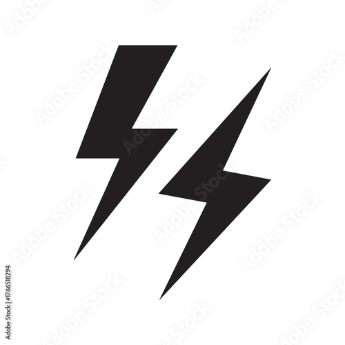Vector art of two black lightning bolts