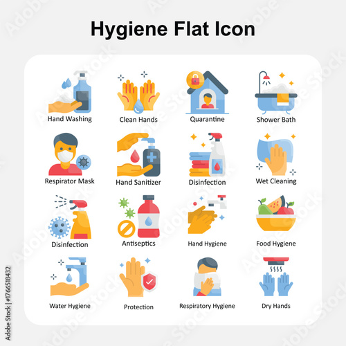 Personal Hygiene and Daily Body Care Flat Icons Set 1