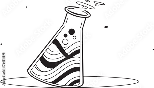 Chemical reaction in a lab flask. Science and chemistry concept illustration