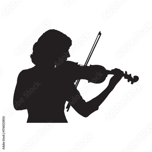 silhouette of a girl playing violin