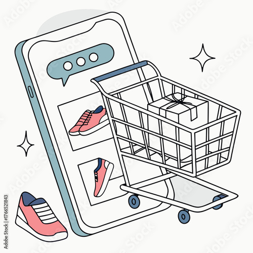 smartphone shopping car tamp 4 boxes online shoppi