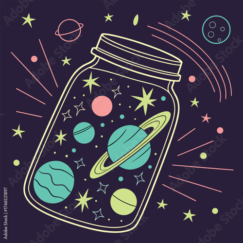 masterpiece a jar filled with stars and planets