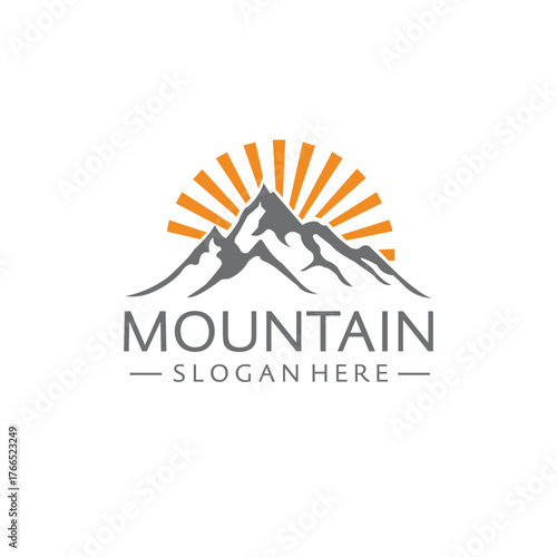 A mountain logo sunrise or sunset concept 