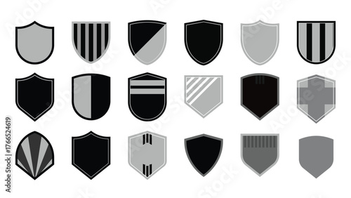 Minimalist Shield Badge Icons for Esport Team Identity and Gaming UI Overlay Design or Security Logo