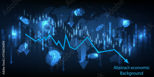 Abstract world economic artwork and background with recession crisis for business financial and investment.Vector illustrations.