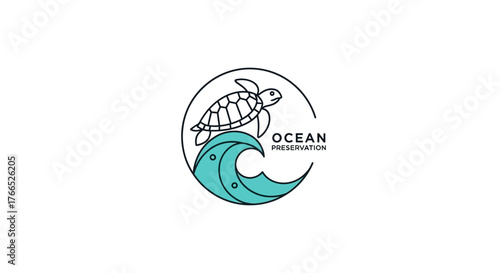 Ocean Preservation Organization Logo with Turtle and Wave.