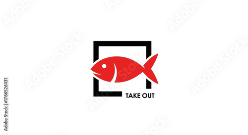 Red Fish Take Out Logo Design.