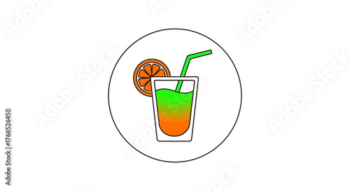Refreshing Citrus Drink with Straw in a Glass.