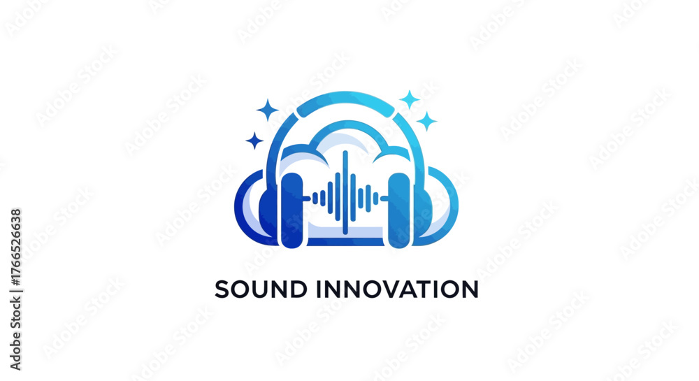 Obraz premium Sound Innovation Logo with Headphones and Cloud Design.