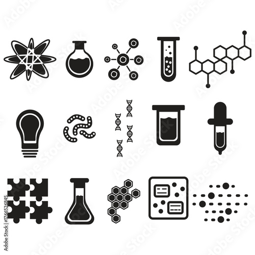 Simple Outline Science and Education Icon Set
