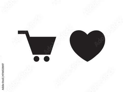 shopping cart, wishlist icons
