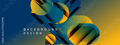 Abstract design features vibrant gradients, overlapping shapes. Modern aesthetic suitable for digital backgrounds, presentations. Bold colors create dynamic visual impact.