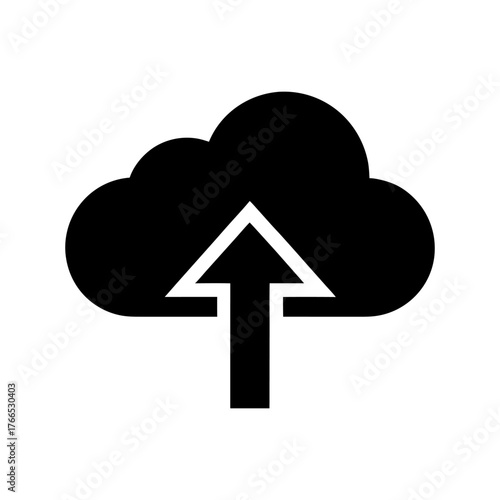 Stylish Upload Cloud Arrow Icon on White Background.