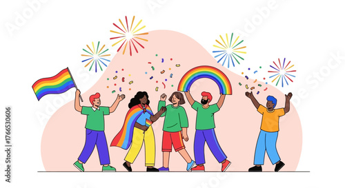 Celebrating LGBTQ+ Pride A Colorful Illustration of Unity and Acceptance