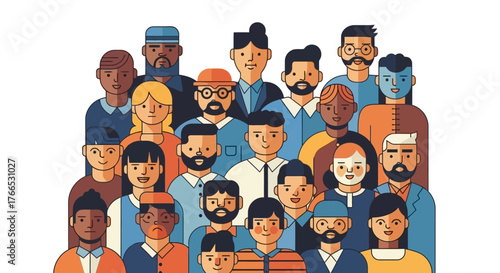 Diverse Group of People Illustration Representing Global Community