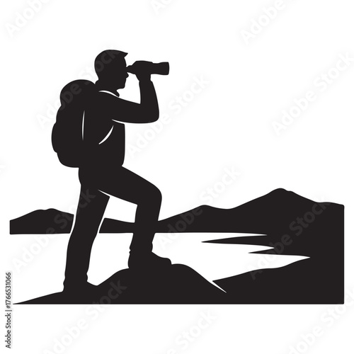 Black vector silhouette illustration of a man exercising with dumbbells, shadow of a person