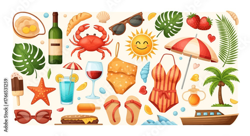 Summer Holiday Set Crab, Swimsuit, and Beach Fun