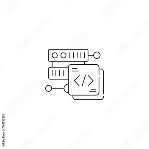 Web hosting icon, manage servers Symbol Outline icon Transparent background Editable Stroke