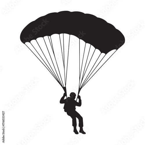 paraglider silhouette on black background