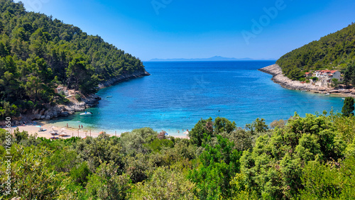 Fototapeta Naklejka Na Ścianę i Meble -  Pupnatska Luka Bay on Korčula Island, Southern Dalmatia, Croatia, Scenic Adriatic Beach and Cove