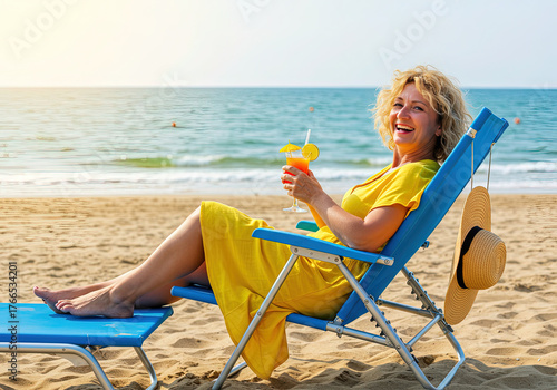 young woman relaxing on the beach