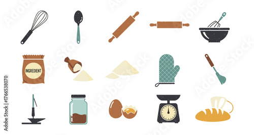 Baking essentials set: whisk, rolling pin, scale, and more kitchen tools