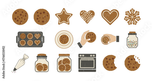 Delightful cookie selection with baking elements and fun shapes