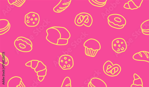 Cute pastry pattern background vector design
