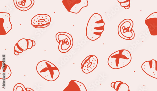 Cute pastry pattern background vector design