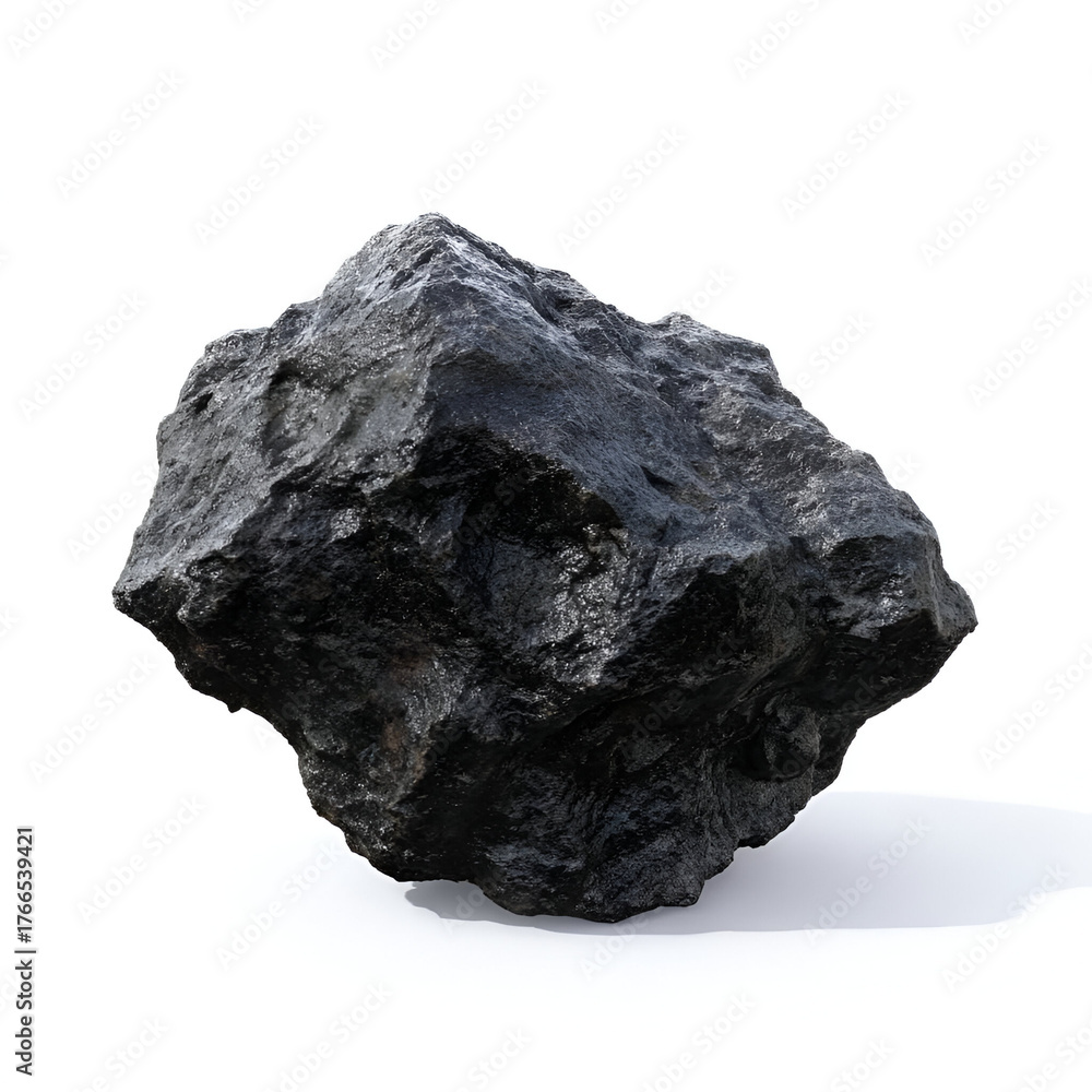 Fototapeta premium A striking black rock showcasing natural textures and patterns, perfect for geological studies and artistic projects.