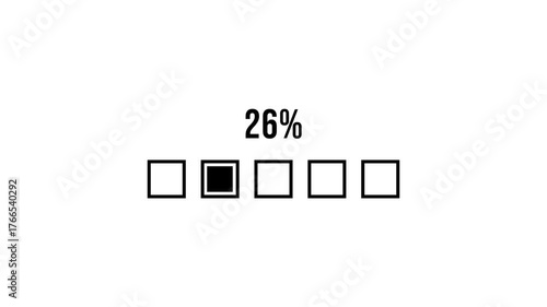 Loading Progress Bar Animation on white background. Minimal Black and White Percentage Animation for Software or UI Design