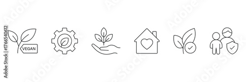Ethical production thin line icons. Eco, eco delivery, ecology, environmentally friendly, green energy. Vector illustration.