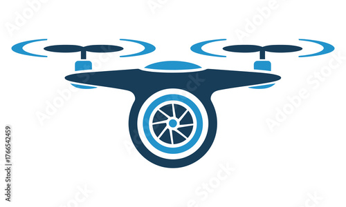 Modern drone icon with camera for aerial photography and videography technology