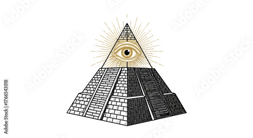 vector image of a Illuminati pyramids black and white background