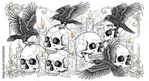 Gothic vector illustration with Halloween elements
