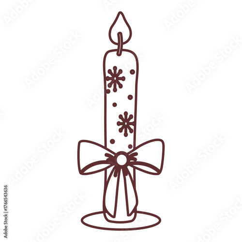 Outline christmas candle with snowflake festive winter holiday design