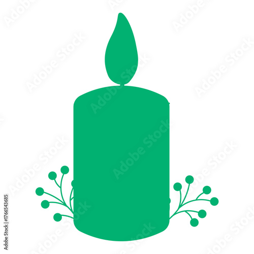 Silhouette christmas candle with pine branch and cozy festive mood