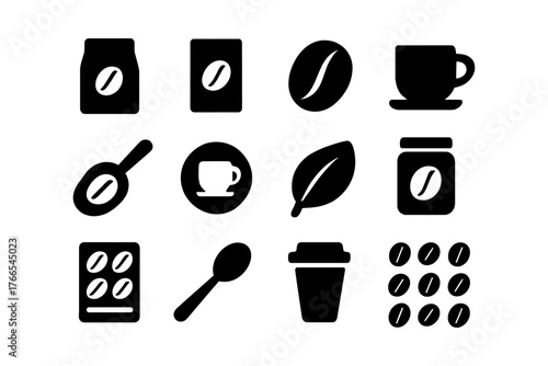 Set of coffee icons: silhouette style for cafe and beverage design