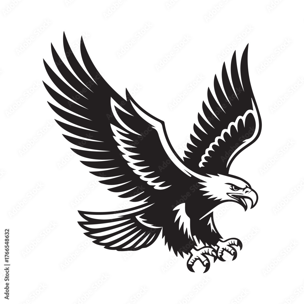 Obraz premium Flying eagle vector silhouette illustration logo