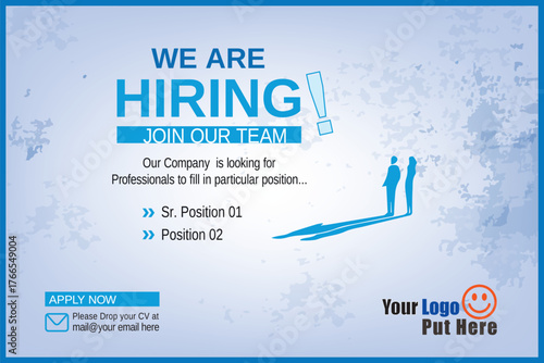 We are hiring job vacancy social media post banner design template with red color. We are hiring job vacancy square web banner design.