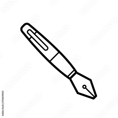 Fountain pen writing tool line vector icon