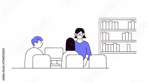 Technology Aid A small group of library patrons gathered around a computer station where a volunteer assists them in navigating digital resources showcasing the importance of tech