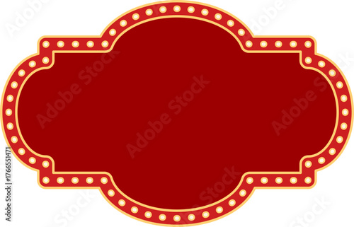 Red marquee sign with light bulbs border