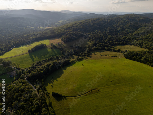 Fototapeta Naklejka Na Ścianę i Meble -  Landscape at evning in Polish mountains Beskidy
