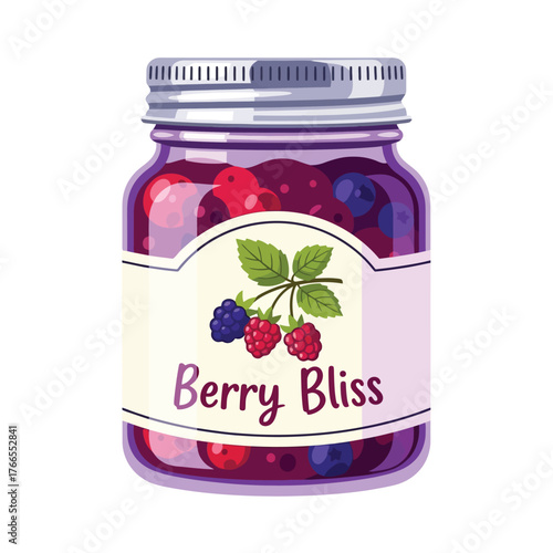Homemade berry bliss jam in a jar, perfect for breakfast or a sweet treat